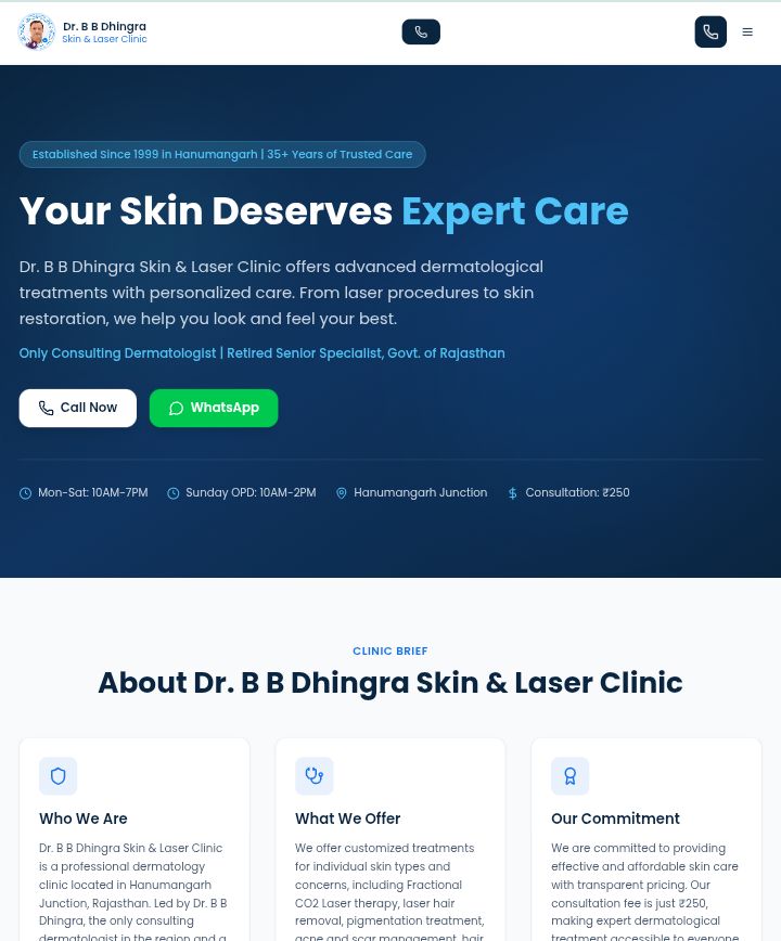 Dr BB Dhingra Website Mockup